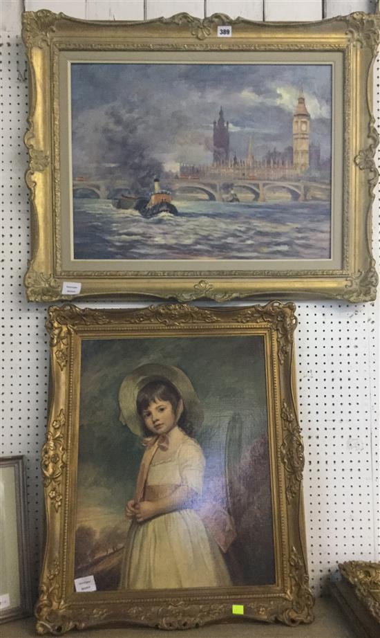 McTaggart, oil, Thames scene and oliograph of a girl